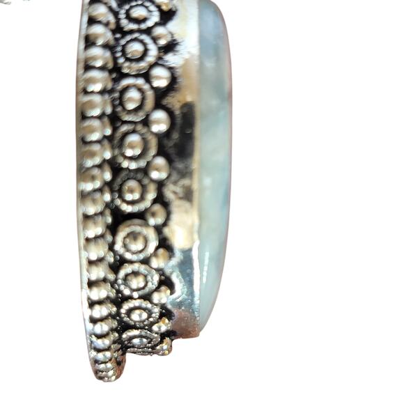 Sterling Silver Larimar Pendant – Oval Handmade Blue Stone Necklace - Picture 8 of 11